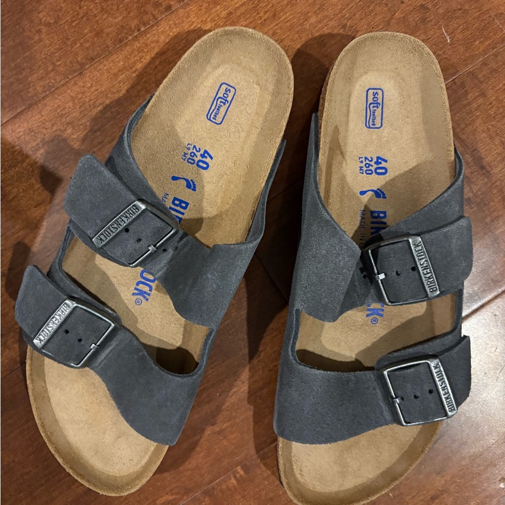 Brand New in Box, Birkenstock Arizona Sandals, Velvet Grey, EU 40, Narrow